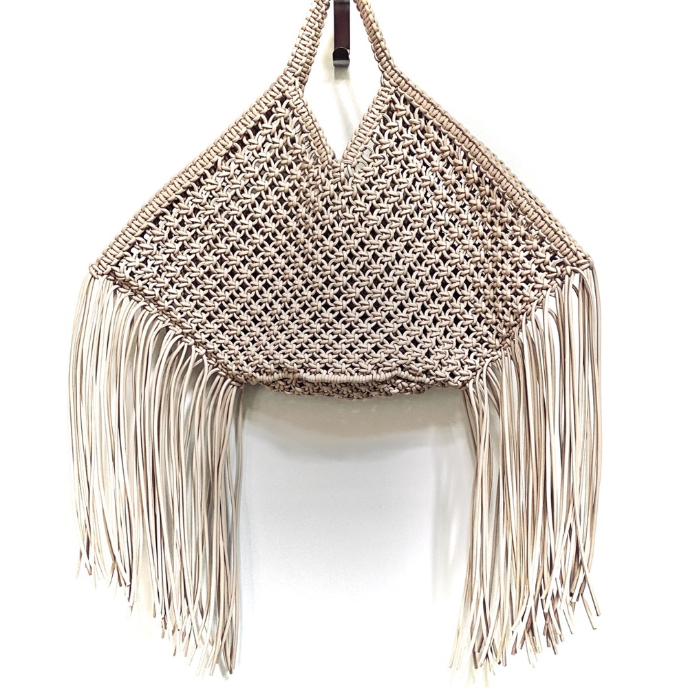 Yuzefi Large Woven Fringe Vegan Leather Tote Bag - Picture 13 of 16